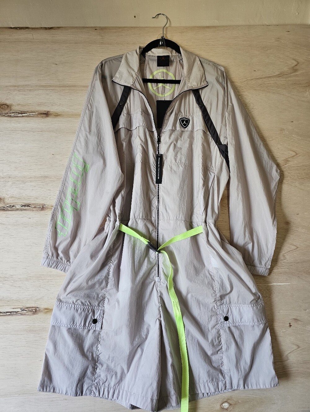 Nike Jordan Women's Utility Hooded Jumpsuit XXL NWT Taupe Neon